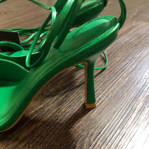 Forever 21 Green Square Toe Lace Up Heels - Picture 16 of 17